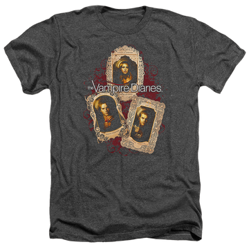 Charcoal men's heather t-shirt with The Vampire Diaries Holy Cards graphic
