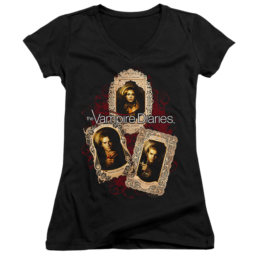 Vampire Diaries, The Holy Cards - Juniors V-Neck T-Shirt Juniors V-Neck T-Shirt The Vampire Diaries   