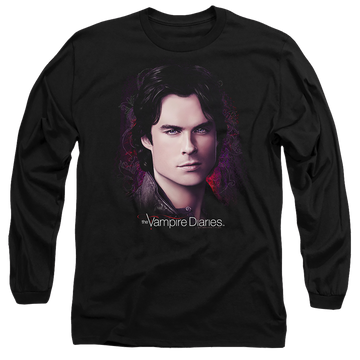Black men's long sleeve t-shirt with The Vampire Diaries Compelling graphic