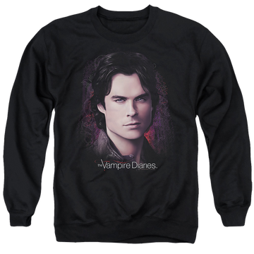 Black men's crewneck sweatshirt with The Vampire Diaries Compelling graphic