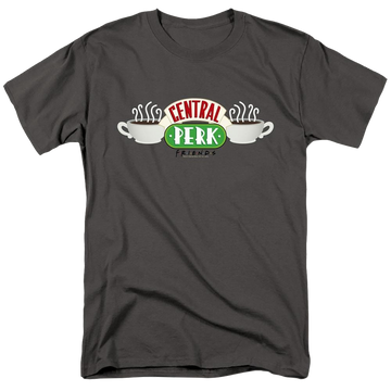 Charcoal men's regular fit t-shirt with Friends Central Perk Logo graphic