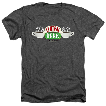Charcoal men's heather t-shirt with Friends Central Perk Logo graphic