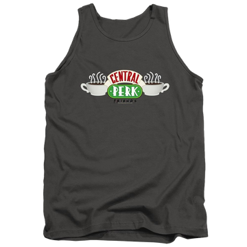 Charcoal men's tank with Friends Central Perk Logo graphic