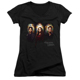 Vampire Diaries, The Stained Windows - Juniors V-Neck T-Shirt Juniors V-Neck T-Shirt The Vampire Diaries   