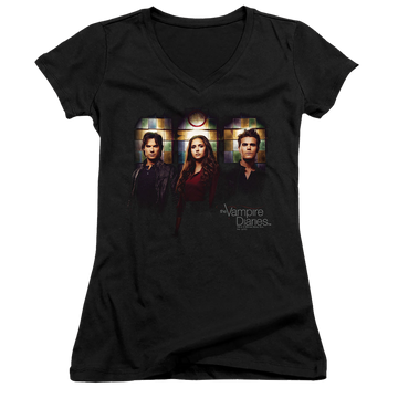 Vampire Diaries, The Stained Windows - Juniors V-Neck T-Shirt Juniors V-Neck T-Shirt The Vampire Diaries   