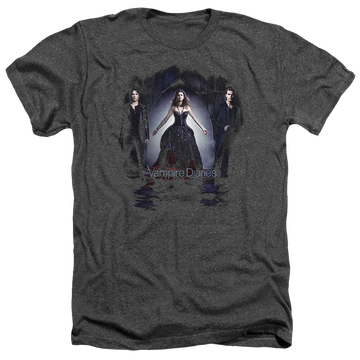 Charcoal men's heather t-shirt with The Vampire Diaries Bring It On graphic
