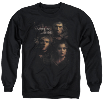 Black men's crewneck sweatshirt with The Vampire Diaries Smokey Veil graphic