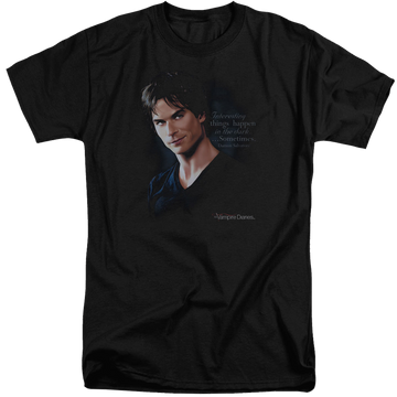 Black men's tall fit t-shirt with The Vampire Diaries Sometimes graphic