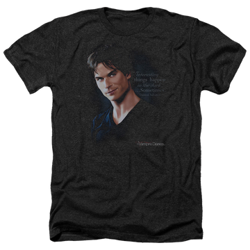 Charcoal men's heather t-shirt with The Vampire Diaries Sometimes graphic