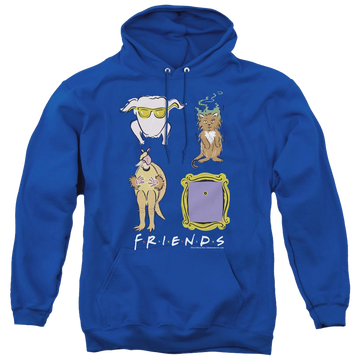 Royal pullover hoodie with Friends Sybmols graphic