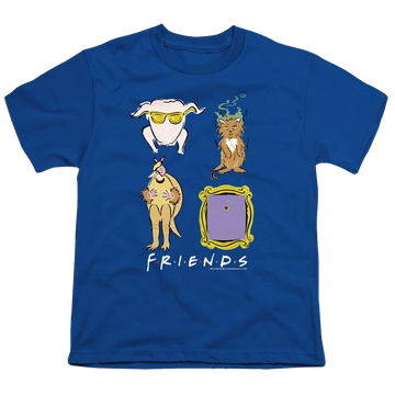 Royal youth t-shirt for ages 8 to 12 with Friends Sybmols graphic