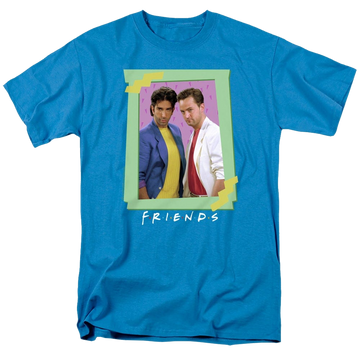 Turquoise men's regular fit t-shirt with Friends 80S Flashback graphic