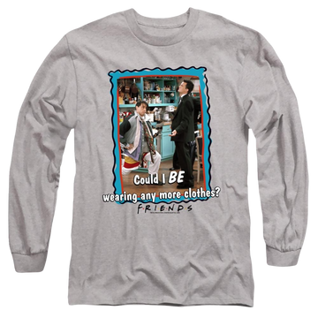 Athletic heather men's long sleeve t-shirt with Friends Any More Clothes graphic