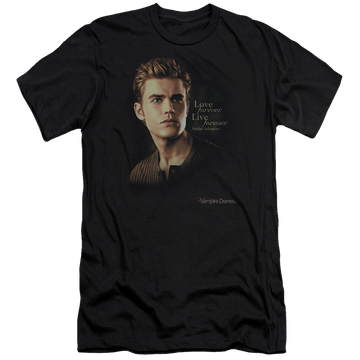 Black men's premium slim fit t-shirt with The Vampire Diaries Forever graphic