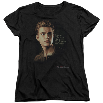 Black women's t-shirt with The Vampire Diaries Forever graphic