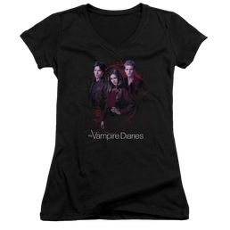 Vampire Diaries, The Company Of Three - Juniors V-Neck T-Shirt Juniors V-Neck T-Shirt The Vampire Diaries   