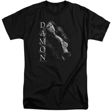 Black men's tall fit t-shirt with The Vampire Diaries Besides Me graphic