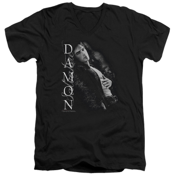 Black men's v-neck t-shirt with The Vampire Diaries Besides Me graphic