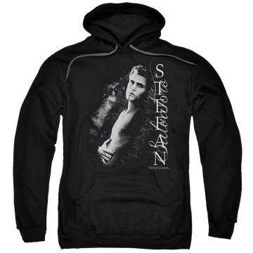 Black pullover hoodie with The Vampire Diaries Next To Me graphic