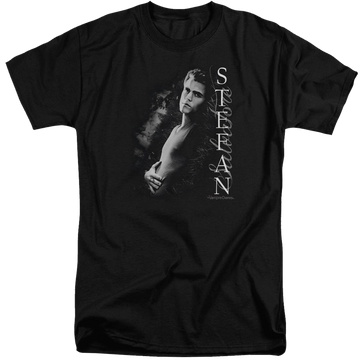 Black men's tall fit t-shirt with The Vampire Diaries Next To Me graphic