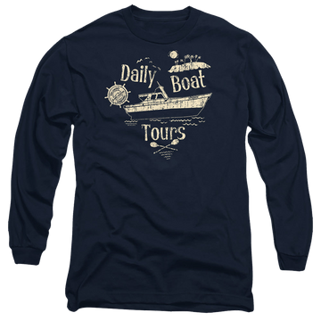 Navy men's long sleeve t-shirt with Gilligan's Island Ss Minnow graphic
