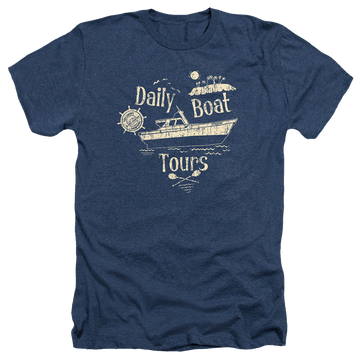 Navy men's heather t-shirt with Gilligan's Island Ss Minnow graphic