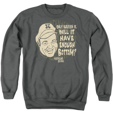 Charcoal men's crewneck sweatshirt with Gilligan's Island Enough Bottom graphic