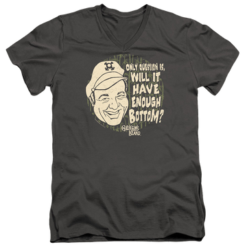 Charcoal men's v-neck t-shirt with Gilligan's Island Enough Bottom graphic