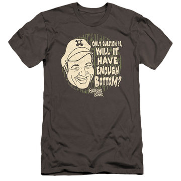 Charcoal men's premium slim fit t-shirt with Gilligan's Island Enough Bottom graphic