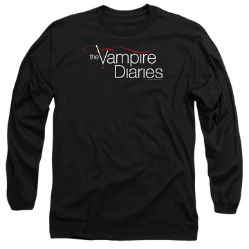 Black men's long sleeve t-shirt with The Vampire Diaries Tvd Logo graphic