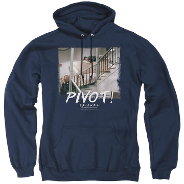 Navy pullover hoodie with Friends Pivot graphic