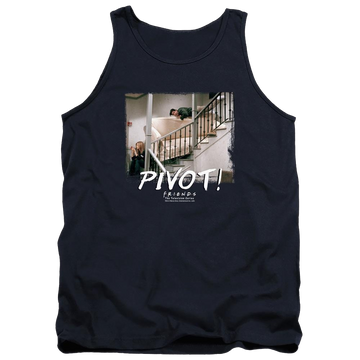 Navy men's tank with Friends Pivot graphic