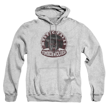 Athletic heather pullover hoodie with The Vampire Diaries Timberwolves graphic