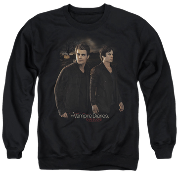 Black men's crewneck sweatshirt with The Vampire Diaries Brothers graphic