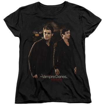 Black women's t-shirt with The Vampire Diaries Brothers graphic