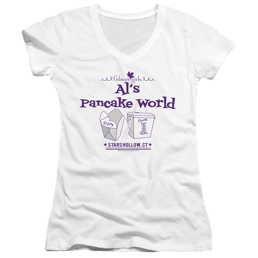Gilmore Girls Als Pancake World - Juniors V-Neck T-Shirt Juniors V-Neck T-Shirt Gilmore Girls   