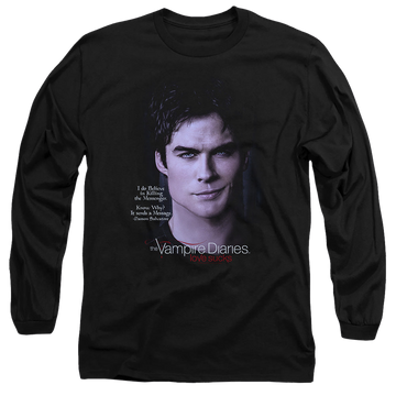 Black men's long sleeve t-shirt with The Vampire Diaries Messanger graphic