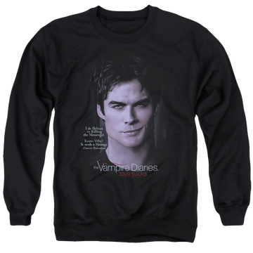 Black men's crewneck sweatshirt with The Vampire Diaries Messanger graphic