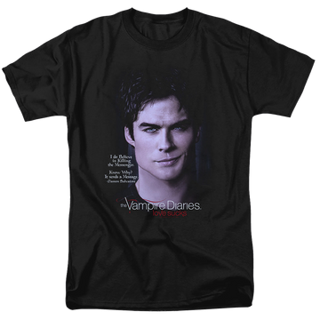 Black men's regular fit t-shirt with The Vampire Diaries Messanger graphic