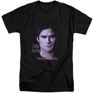 Black men's tall fit t-shirt with The Vampire Diaries Messanger graphic