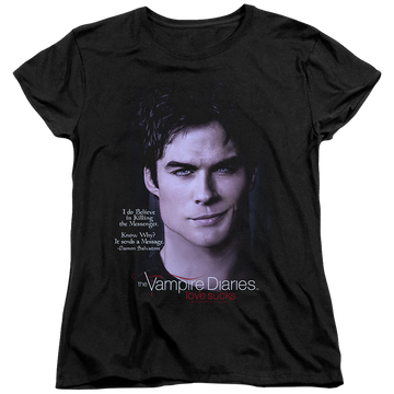 Black women's t-shirt with The Vampire Diaries Messanger graphic