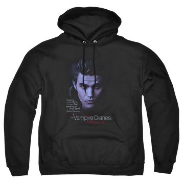 Black pullover hoodie with The Vampire Diaries Sense Your Body graphic