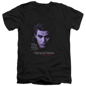 Black men's v-neck t-shirt with The Vampire Diaries Sense Your Body graphic