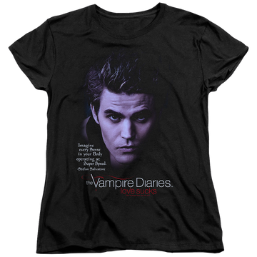Black women's t-shirt with The Vampire Diaries Sense Your Body graphic