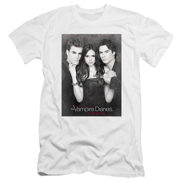 White men's premium slim fit t-shirt with The Vampire Diaries That Was Then graphic