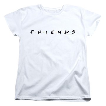 White women's t-shirt with Friends Logo graphic