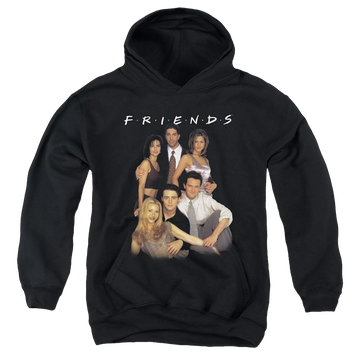 Black youth hoodie for ages 8 to 12 with Friends Stand Together graphic