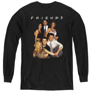 Black youth long sleeve t-shirt with Friends Stand Together graphic