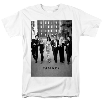 White men's regular fit t-shirt with Friends Walk The Streets graphic