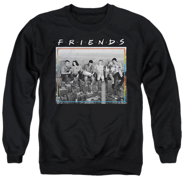 Black men's crewneck sweatshirt with Friends Lunch Break graphic